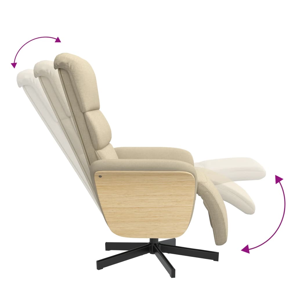 vidaXL Scaun rabatabil cu suport pentru picioare crem material textil