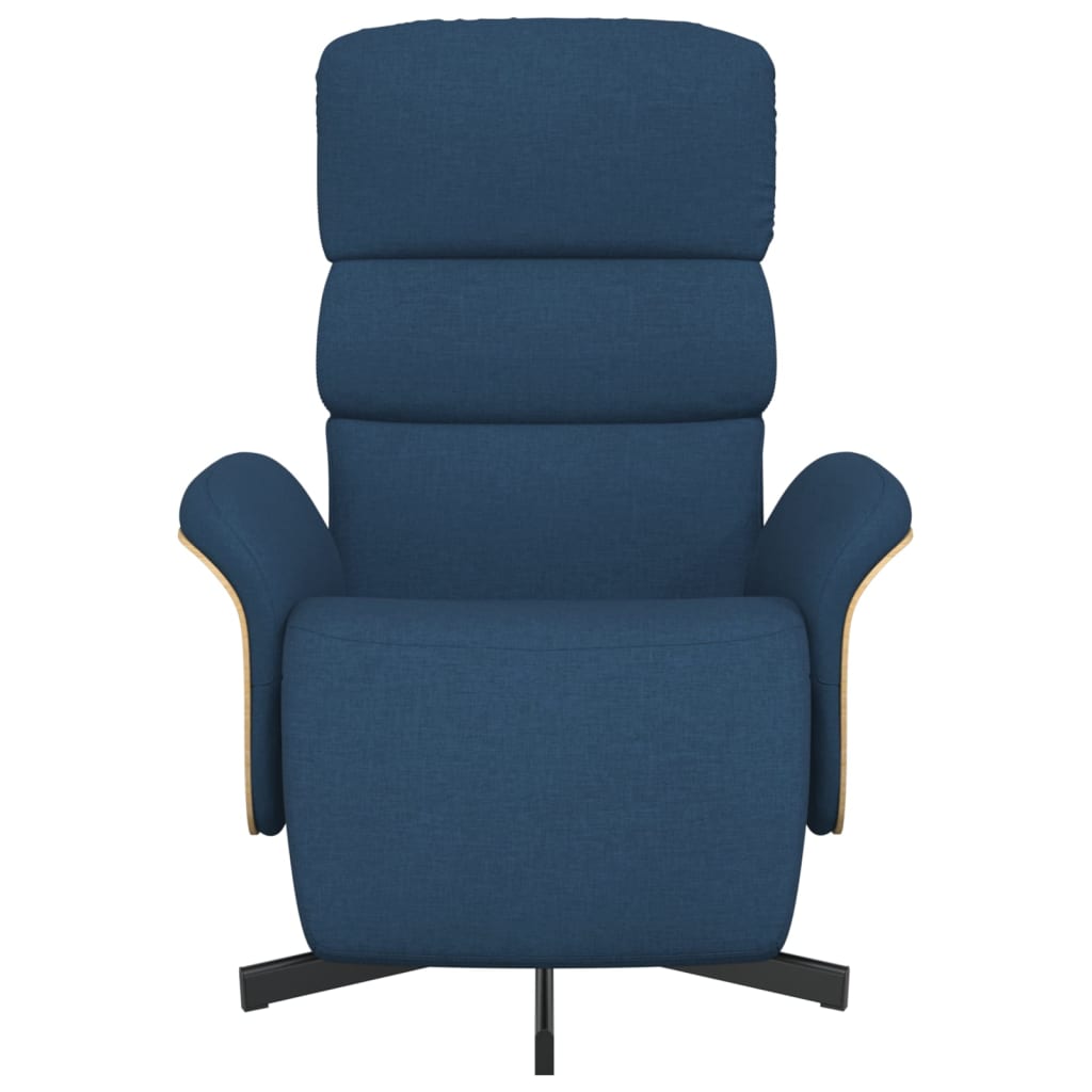 vidaXL Fotoliu rabatabil cu suport de picioare, albastru, textil