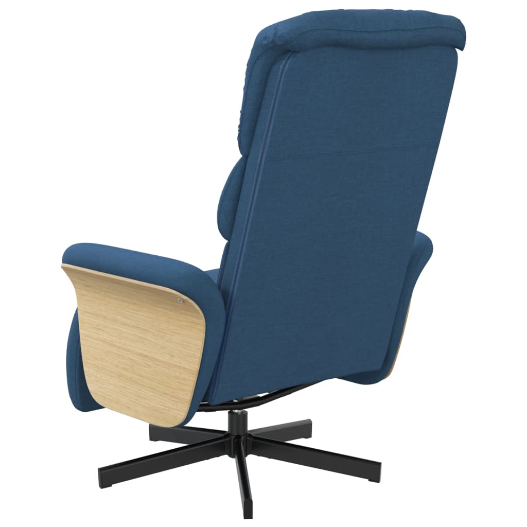 vidaXL Fotoliu rabatabil cu suport de picioare, albastru, textil