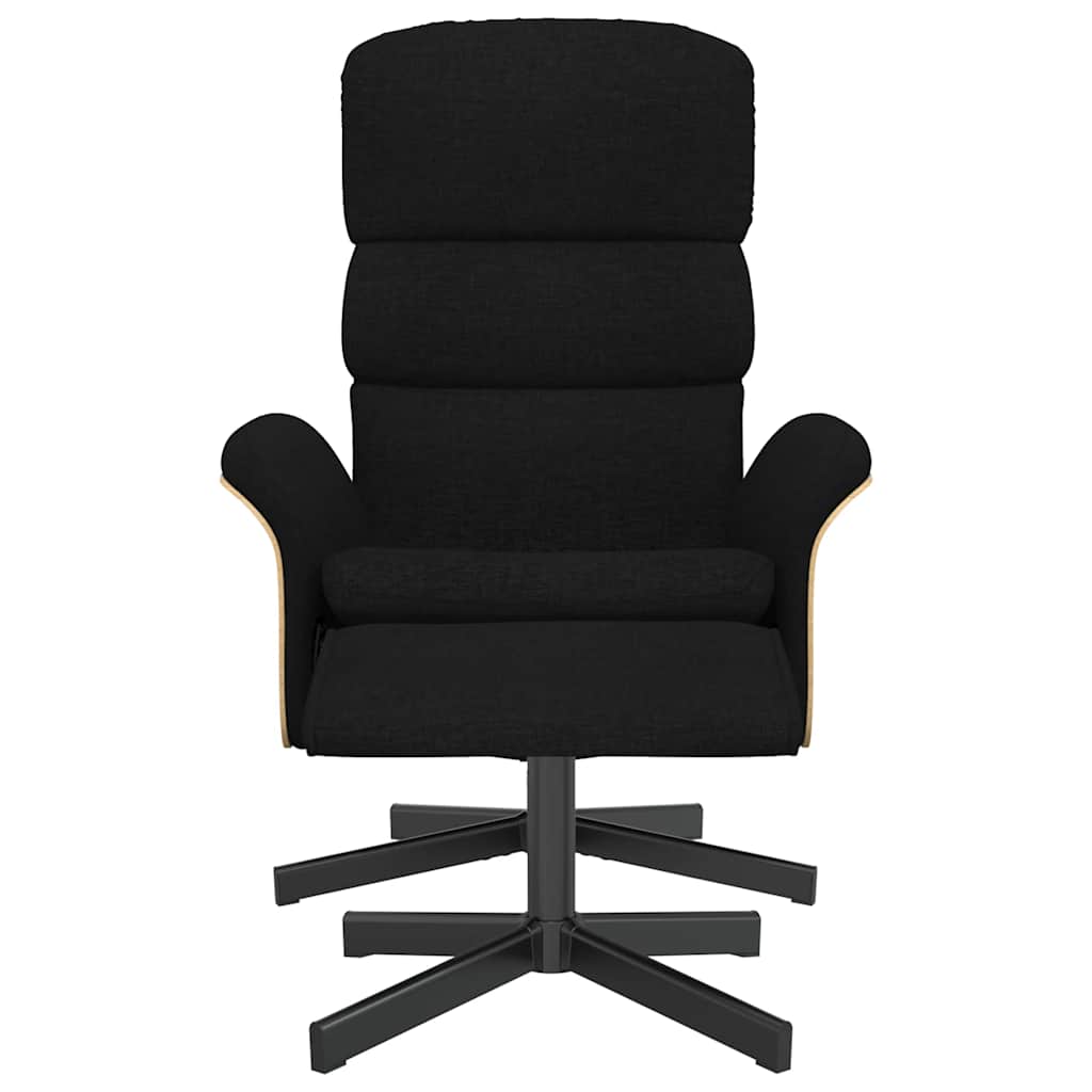 vidaXL Scaun extensibil cu taburet, negru, material textil vidaXL Scaun extensibil cu taburet, negru, material textil