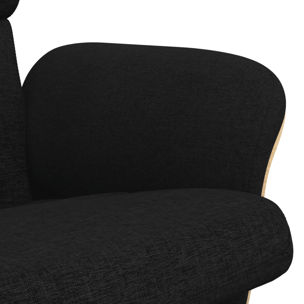 vidaXL Scaun extensibil cu taburet, negru, material textil vidaXL Scaun extensibil cu taburet, negru, material textil