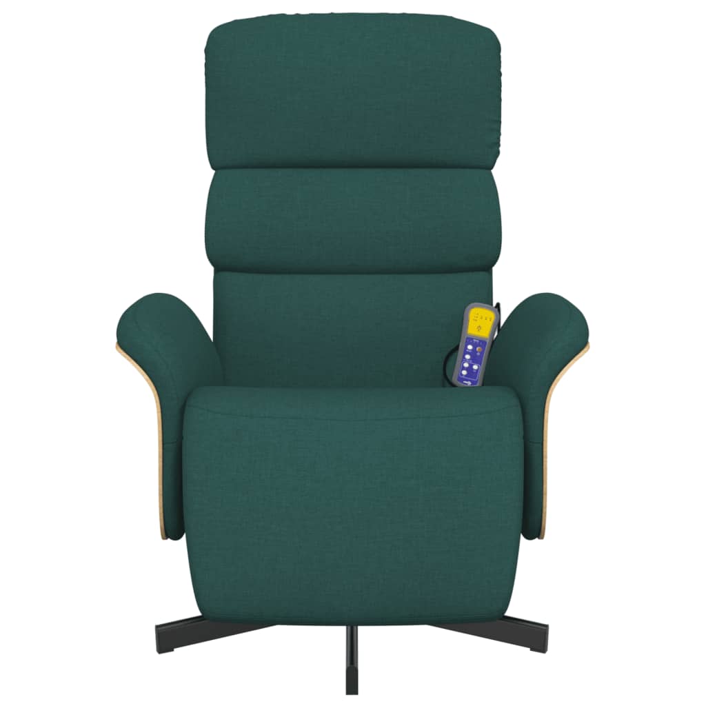 vidaXL Fotoliu masaj rabatabil cu suport picioare verde închis textil