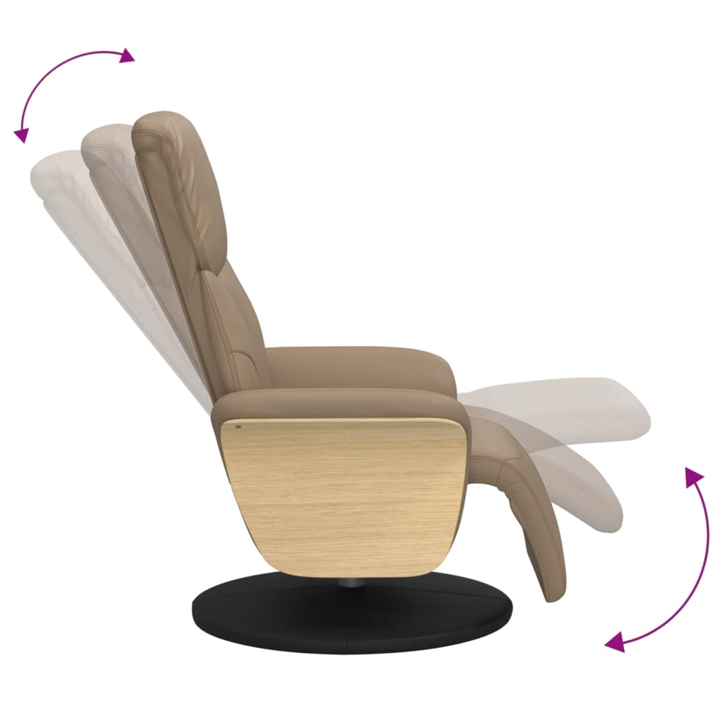 vidaXL Fotoliu rabatabil cu suport picioare cappuccino piele ecologică