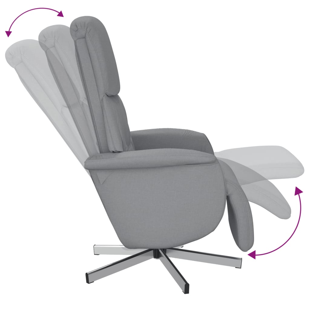 vidaXL Fotoliu rabatabil cu suport de picioare, gri deschis, textil vidaXL Fotoliu rabatabil cu suport de picioare, gri deschis, textil