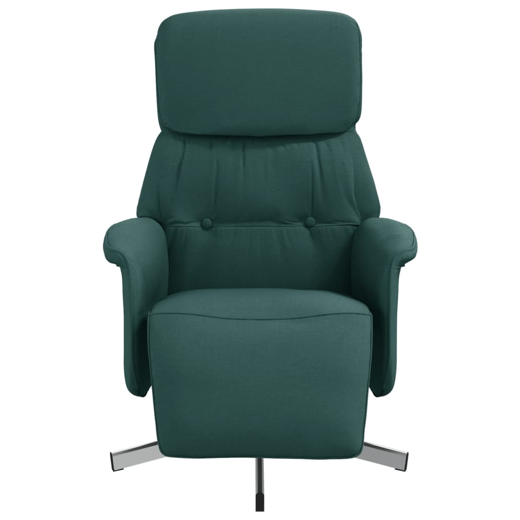 vidaXL Fotoliu rabatabil cu suport de picioare, verde închis, textil