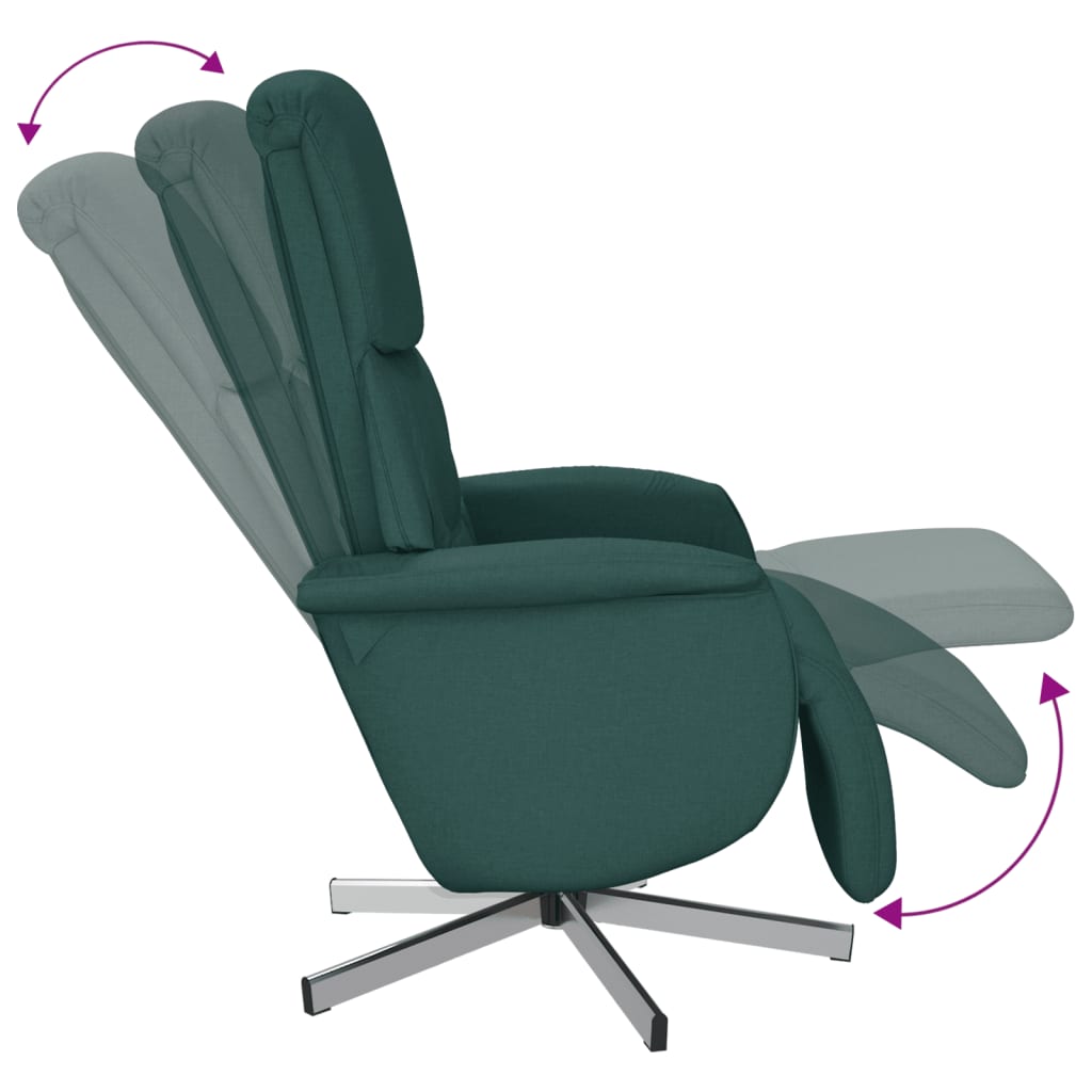 vidaXL Fotoliu rabatabil cu suport de picioare, verde închis, textil