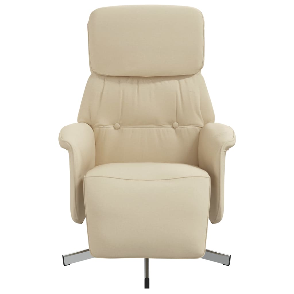 vidaXL Scaun rabatabil cu suport pentru picioare crem material textil