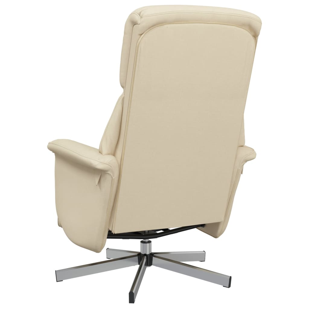 vidaXL Scaun rabatabil cu suport pentru picioare crem material textil