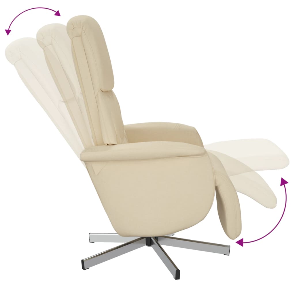 vidaXL Scaun rabatabil cu suport pentru picioare crem material textil
