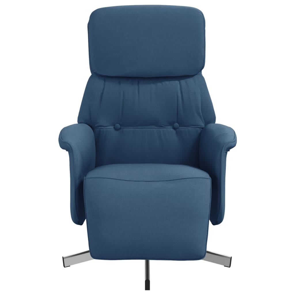 vidaXL Fotoliu rabatabil cu suport de picioare, albastru, textil