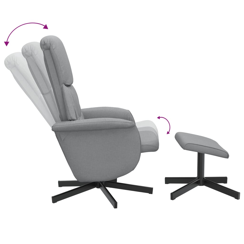 vidaXL Scaun de relaxare cu taburet, gri deschis, textil vidaXL Scaun de relaxare cu taburet, gri deschis, textil
