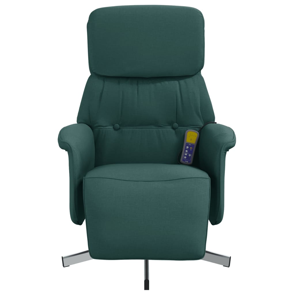 vidaXL Fotoliu masaj rabatabil cu suport picioare verde închis textil