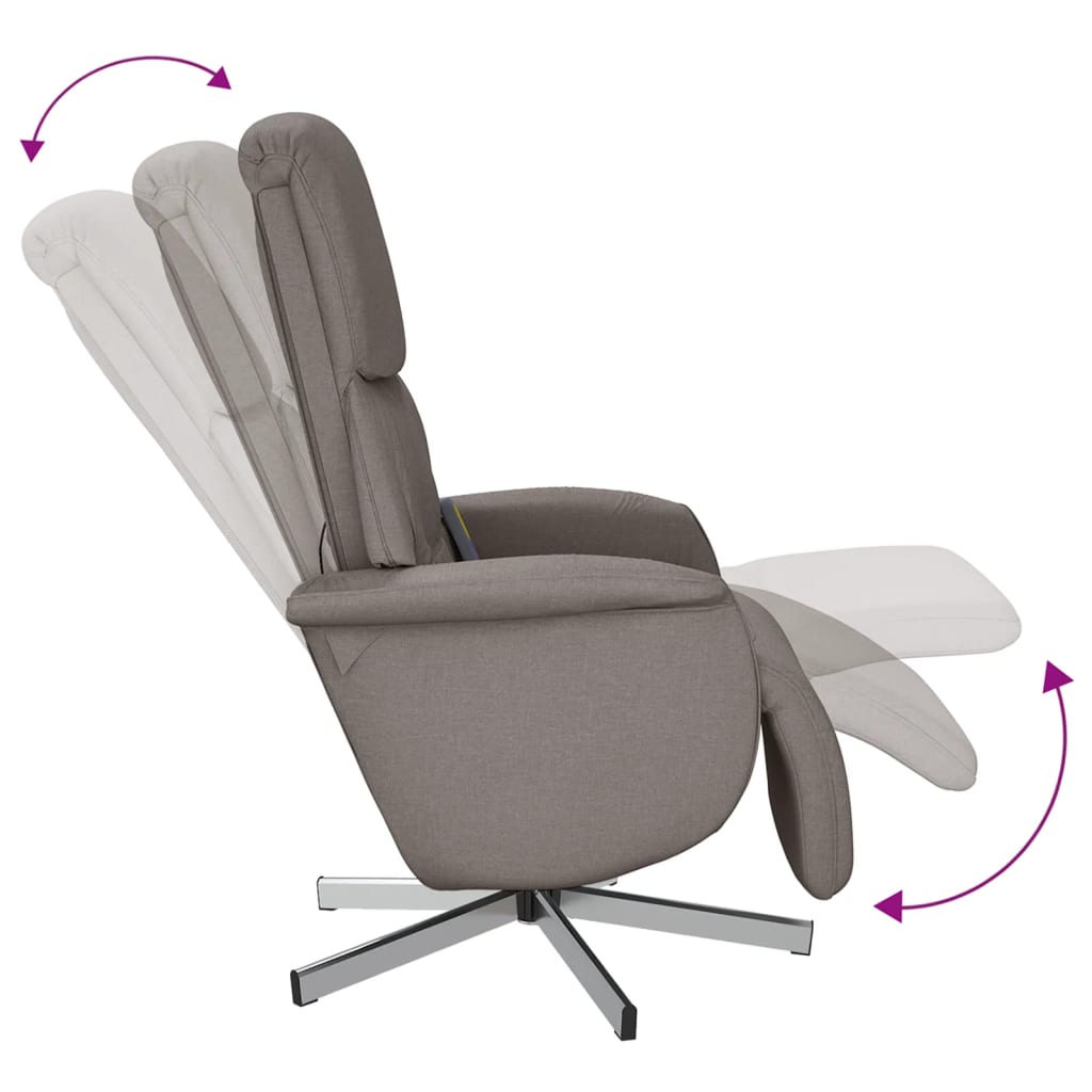 vidaXL Fotoliu masaj rabatabil cu suport picioare, gri taupe, textil