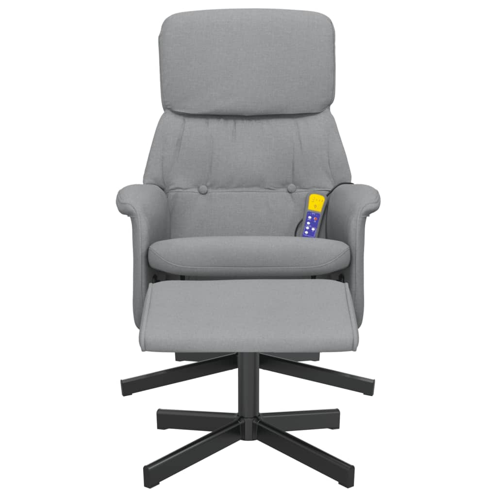 vidaXL Fotoliu de masaj rabatabil cu taburet, gri deschis, textil vidaXL Fotoliu de masaj rabatabil cu taburet, gri deschis, textil