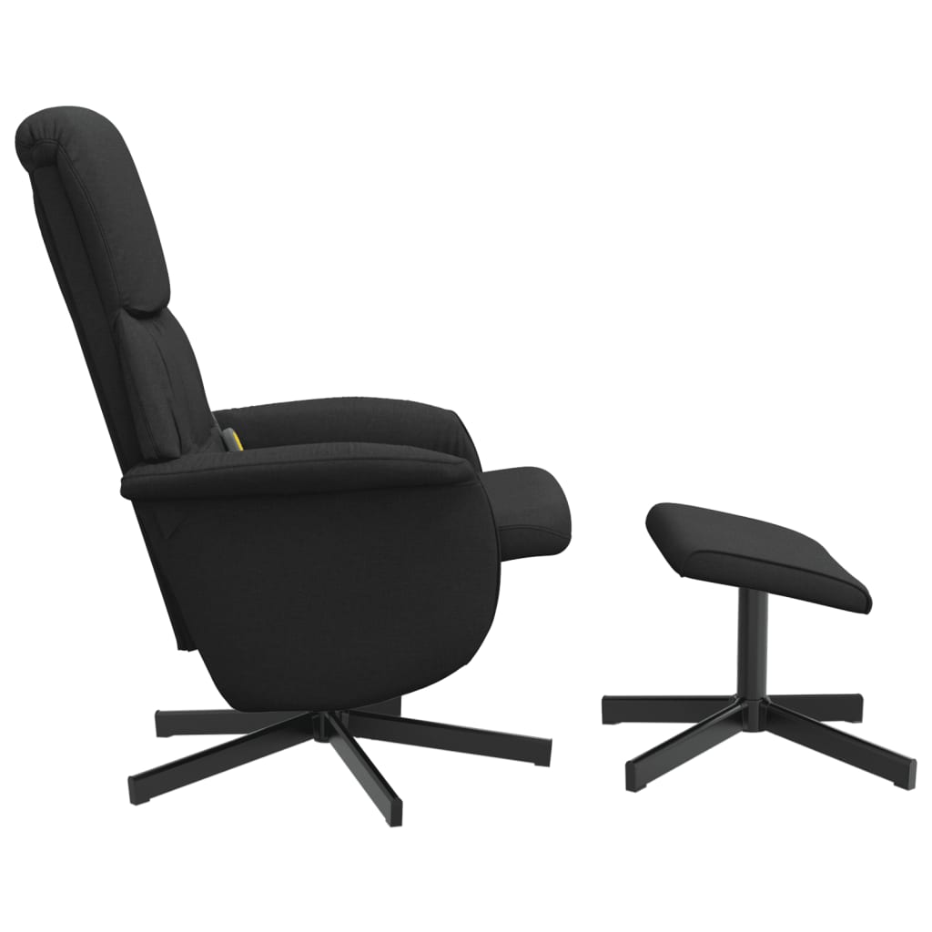 vidaXL Scaun rabatabil cu taburet, negru, material textil vidaXL Scaun rabatabil cu taburet, negru, material textil