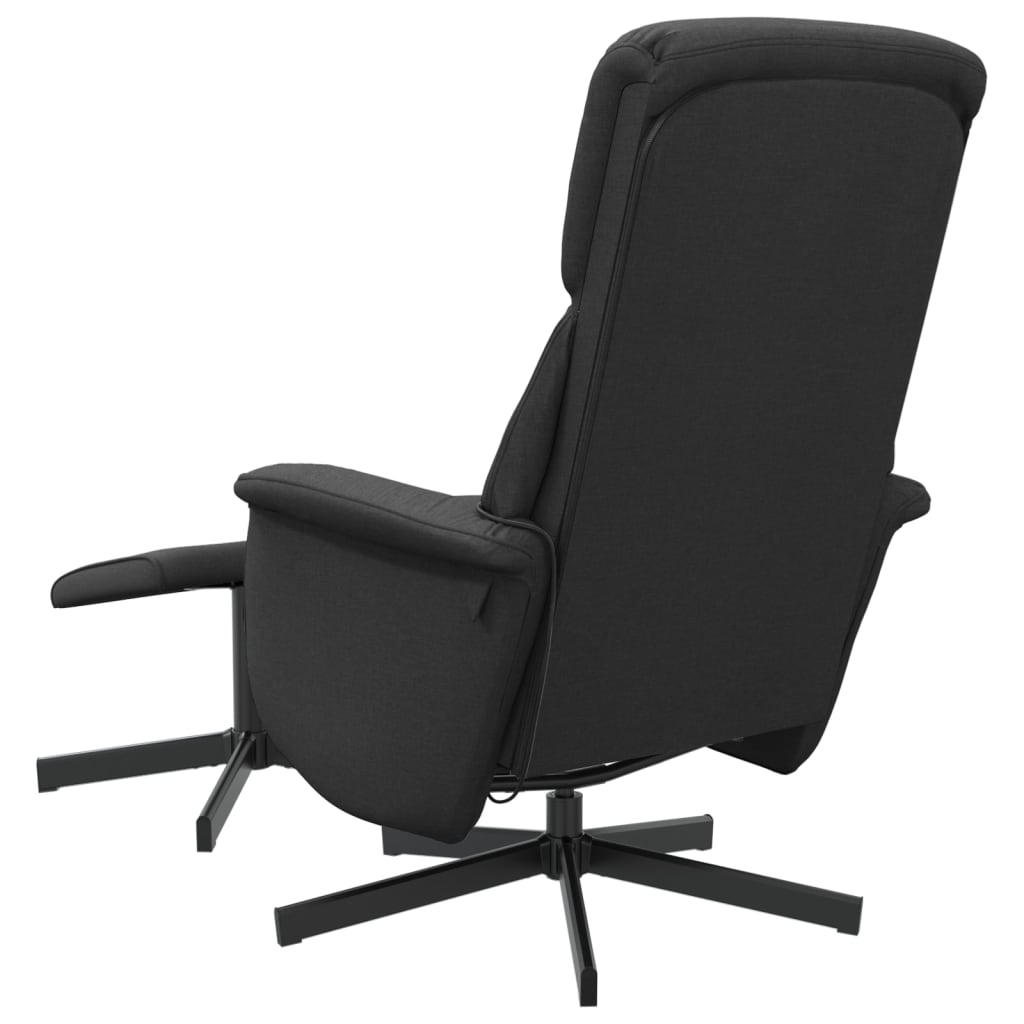 vidaXL Scaun rabatabil cu taburet, negru, material textil vidaXL Scaun rabatabil cu taburet, negru, material textil