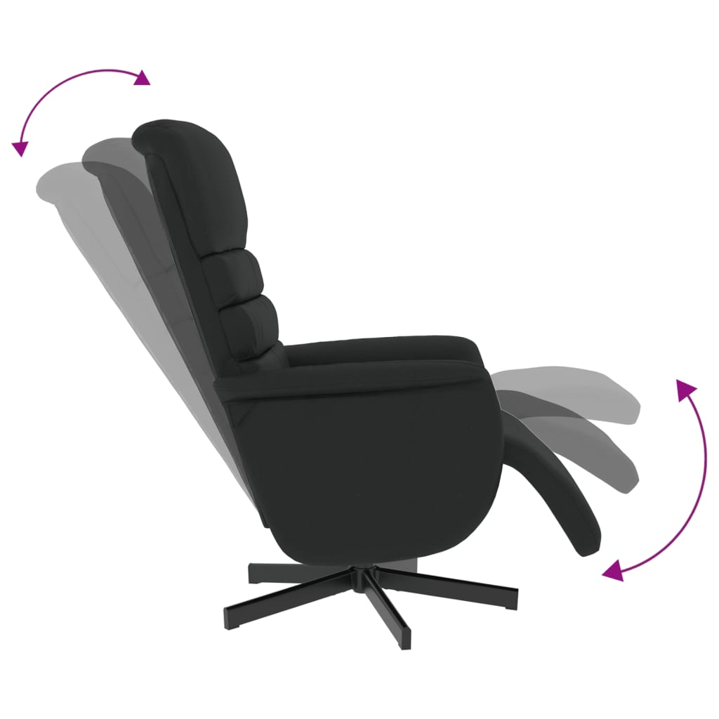 vidaXL Fotoliu rabatabil cu suport de picioare, negru, piele ecologică