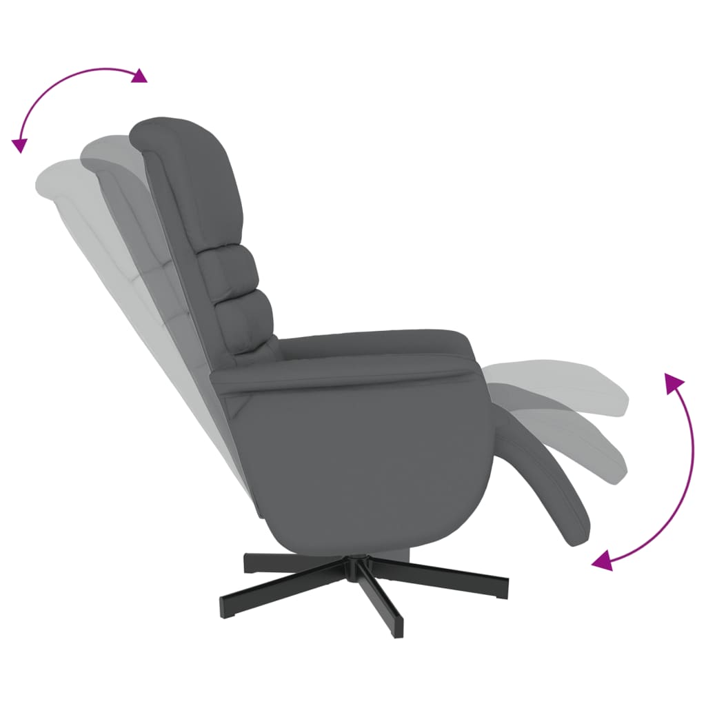 vidaXL Fotoliu rabatabil cu suport de picioare, gri, piele ecologică vidaXL Fotoliu rabatabil cu suport de picioare, gri, piele ecologică