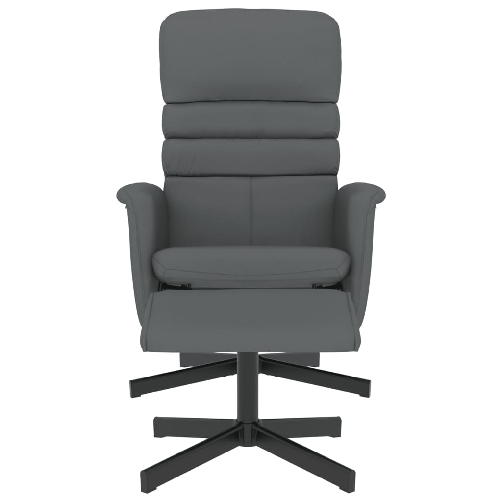 vidaXL Fotoliu rabatabil cu taburet, gri, piele ecologică