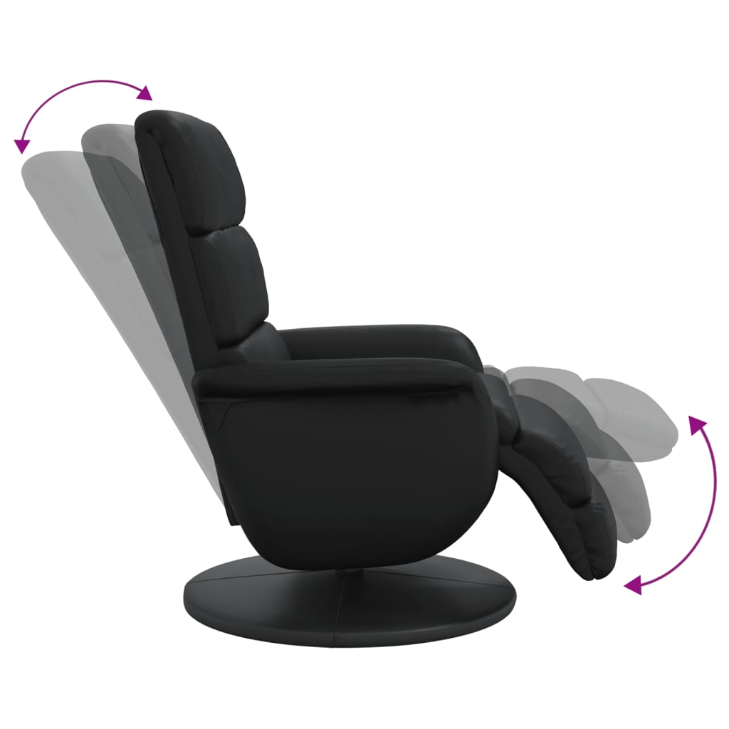 vidaXL Fotoliu rabatabil cu suport de picioare, negru, piele ecologică