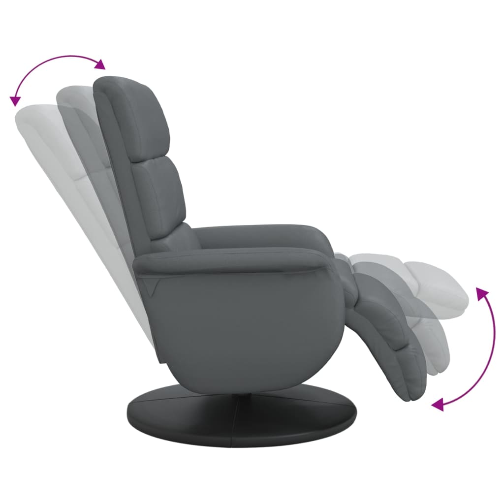 vidaXL Fotoliu rabatabil cu suport de picioare, gri, piele ecologică