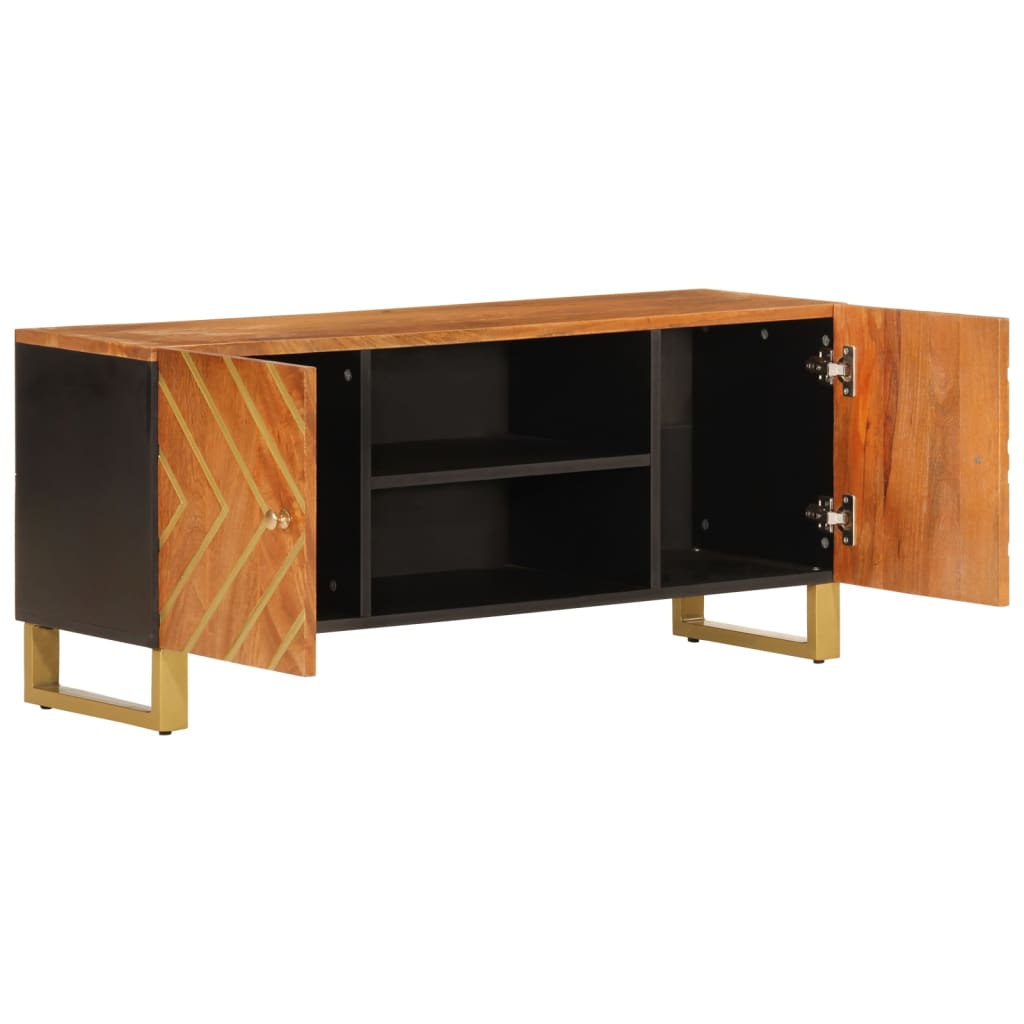 vidaXL Dulap TV maro și negru 105x33,5x46 cm lemn masiv de mango