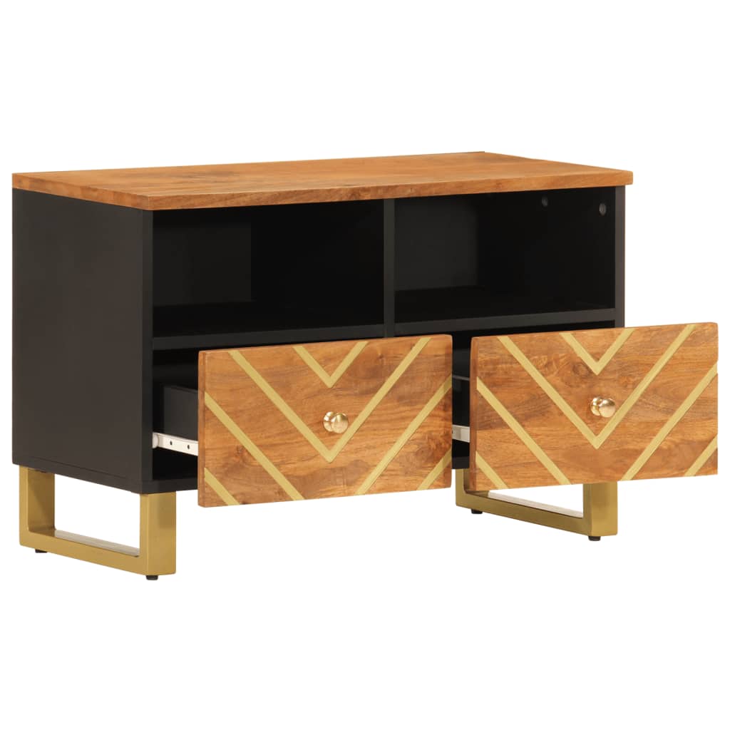 vidaXL Dulap TV, maro și negru, 70x33,5x46 cm, lemn masiv de mango