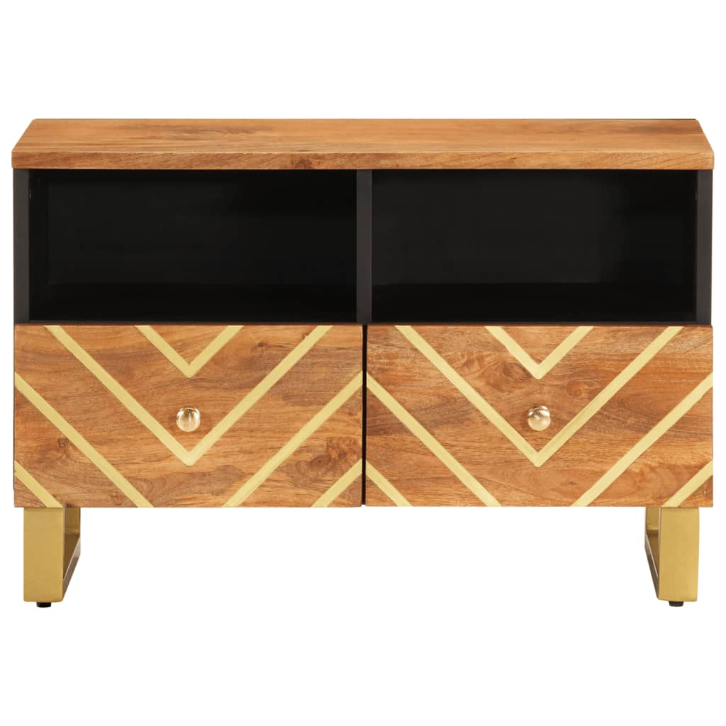 vidaXL Dulap TV, maro și negru, 70x33,5x46 cm, lemn masiv de mango
