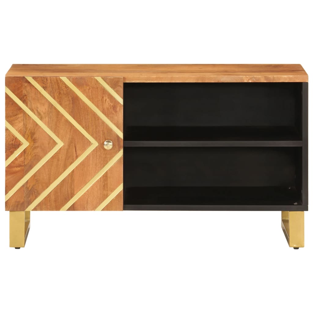 vidaXL Dulap TV, maro și negru, 80x31,5x46 cm, lemn masiv de mango