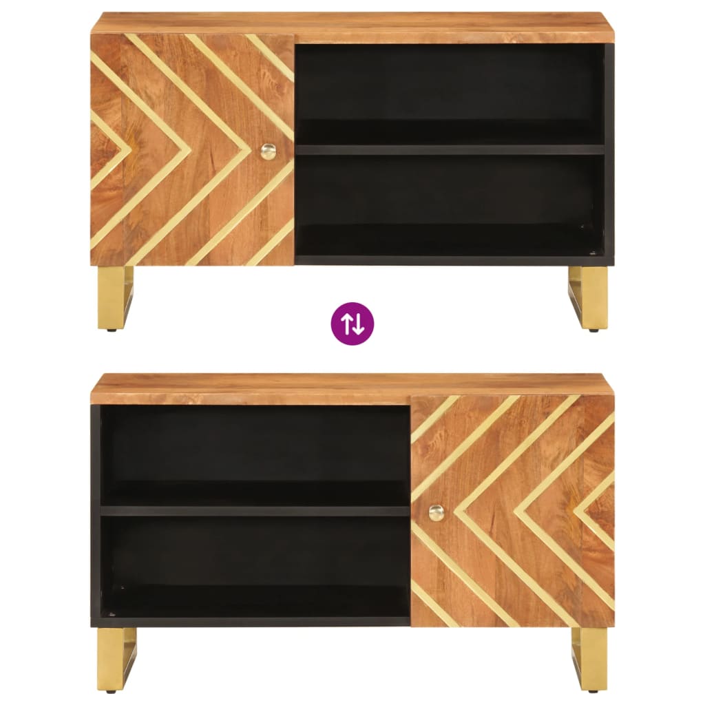 vidaXL Dulap TV, maro și negru, 80x31,5x46 cm, lemn masiv de mango
