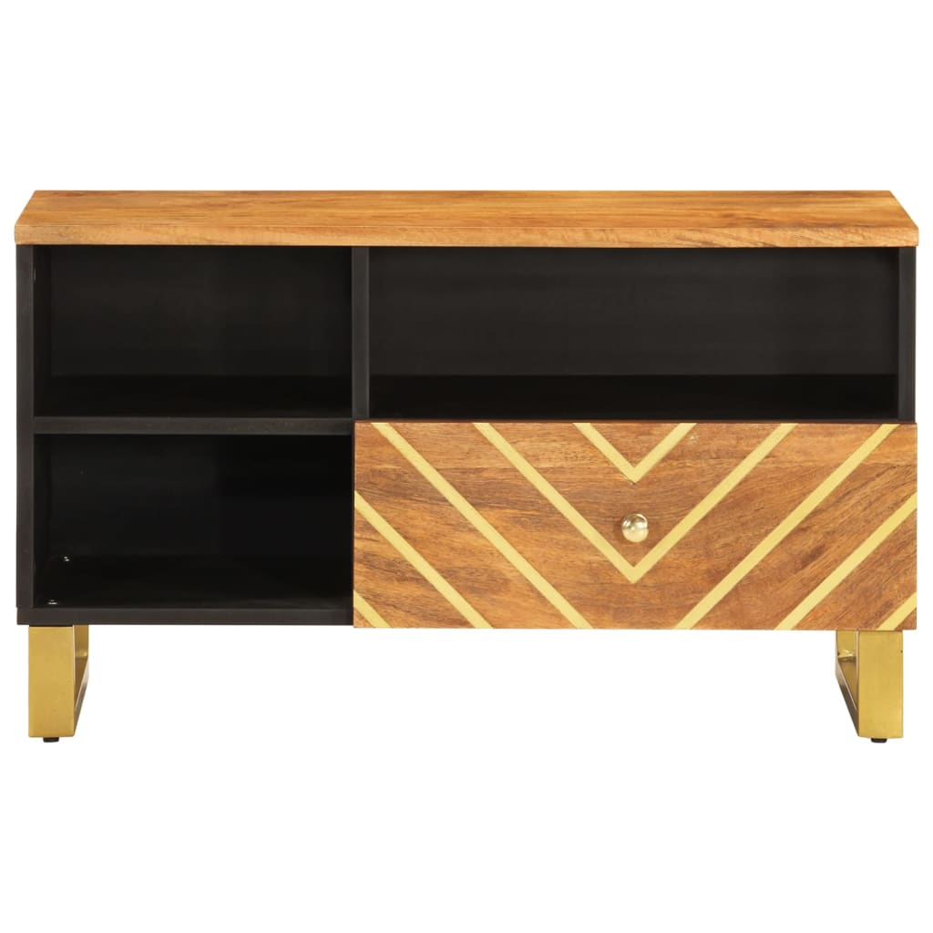 vidaXL Dulap TV, maro și negru, 80x33,5x46 cm, lemn masiv de mango