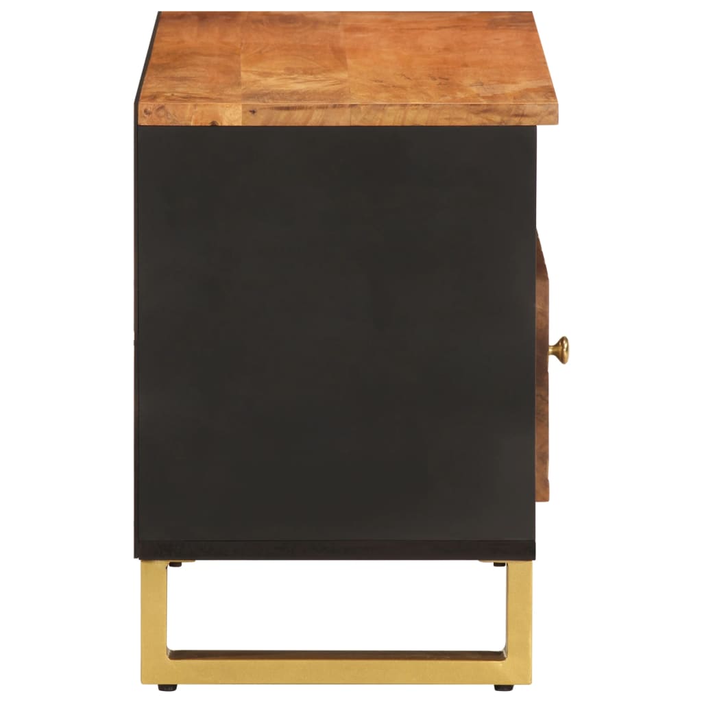 vidaXL Dulap TV, maro și negru, 80x33,5x46 cm, lemn masiv de mango