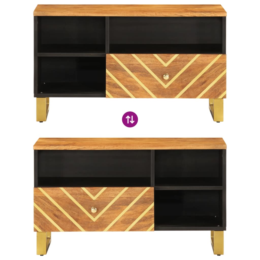 vidaXL Dulap TV, maro și negru, 80x33,5x46 cm, lemn masiv de mango