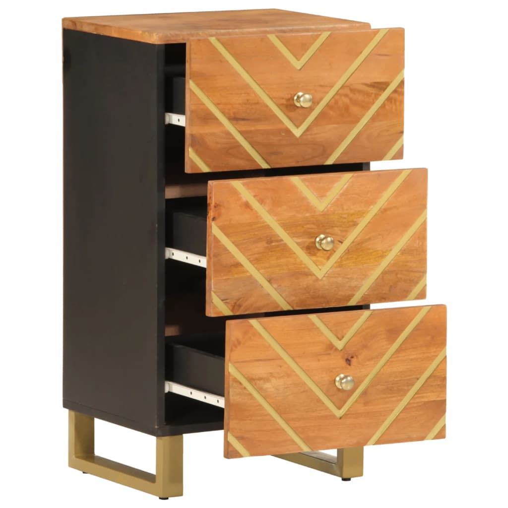 vidaXL Dulap lateral, maro și negru, 40x33,5x75 cm lemn masiv de mango