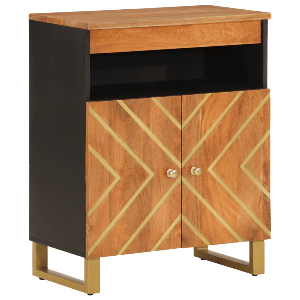 vidaXL Dulap lateral, maro și negru, 60x33,5x75 cm lemn masiv de mango