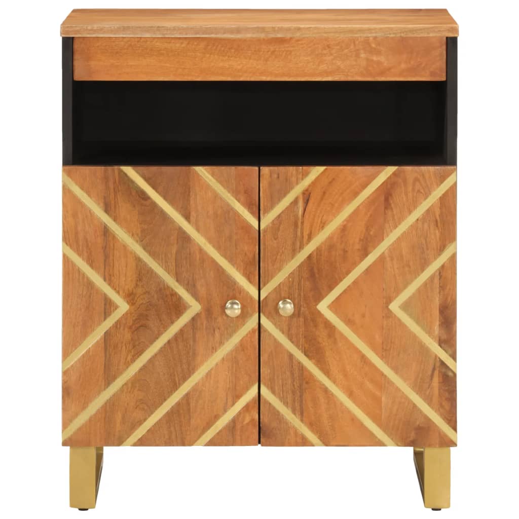 vidaXL Dulap lateral, maro și negru, 60x33,5x75 cm lemn masiv de mango