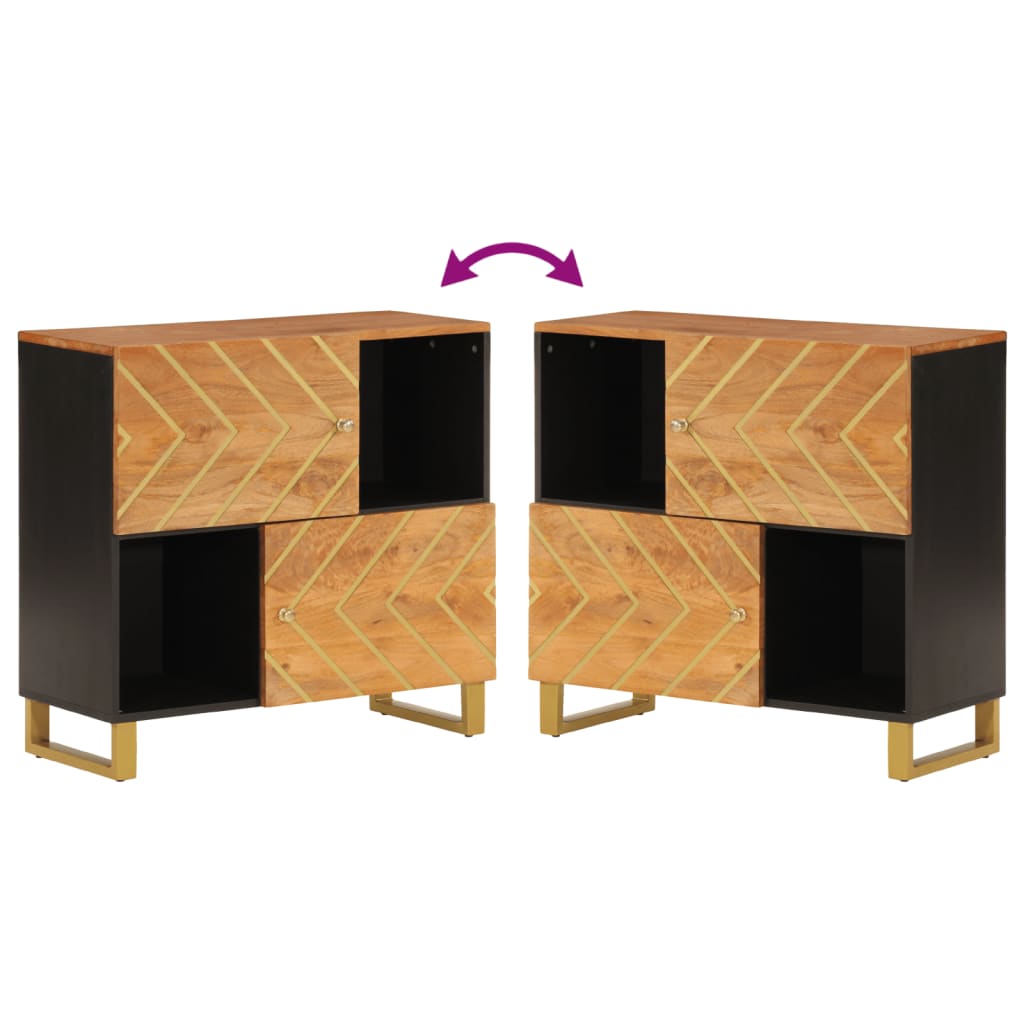vidaXL Dulap lateral, maro și negru, 80x33,5x75 cm lemn masiv de mango