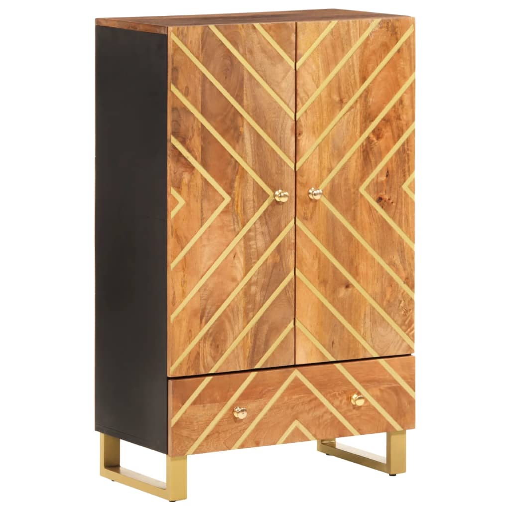 vidaXL Dulap înalt, maro și negru, 60x33,5x100 cm, lemn masiv de mango