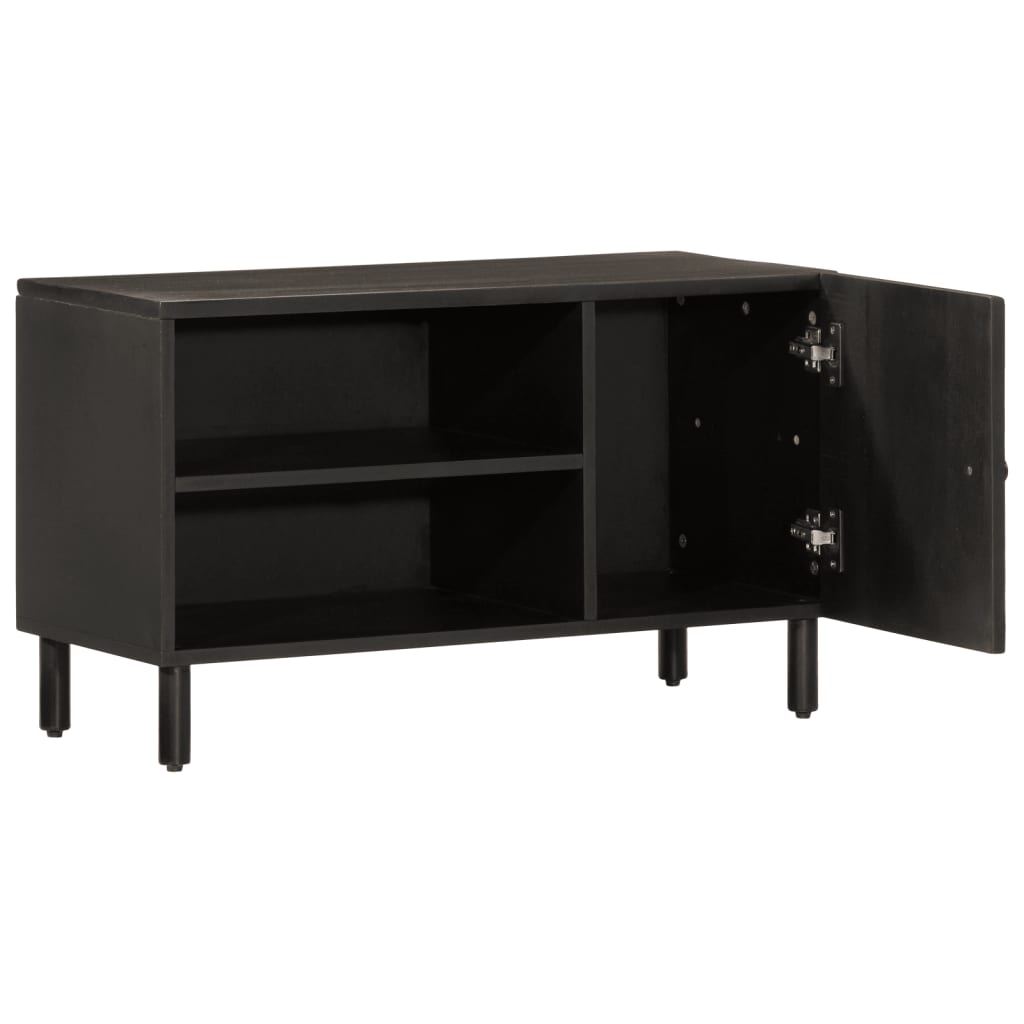 vidaXL Comodă TV, negru, 80x31x46 cm, lemn masiv de mango
