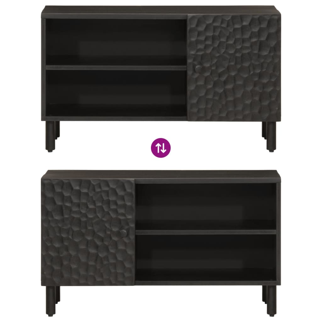 vidaXL Comodă TV, negru, 80x31x46 cm, lemn masiv de mango