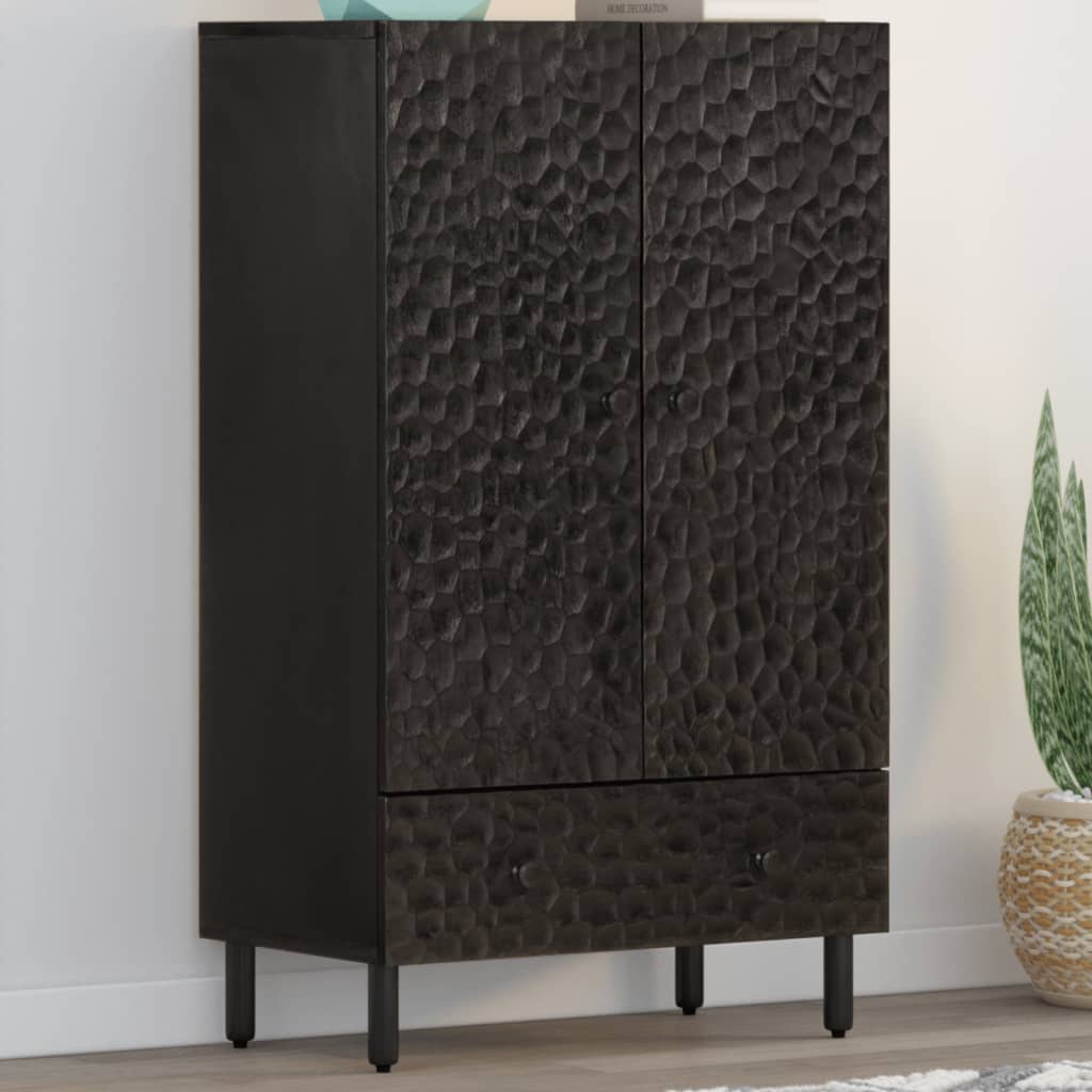 vidaXL Dulap înalt, negru, 60x33x100 cm, lemn masiv de mango