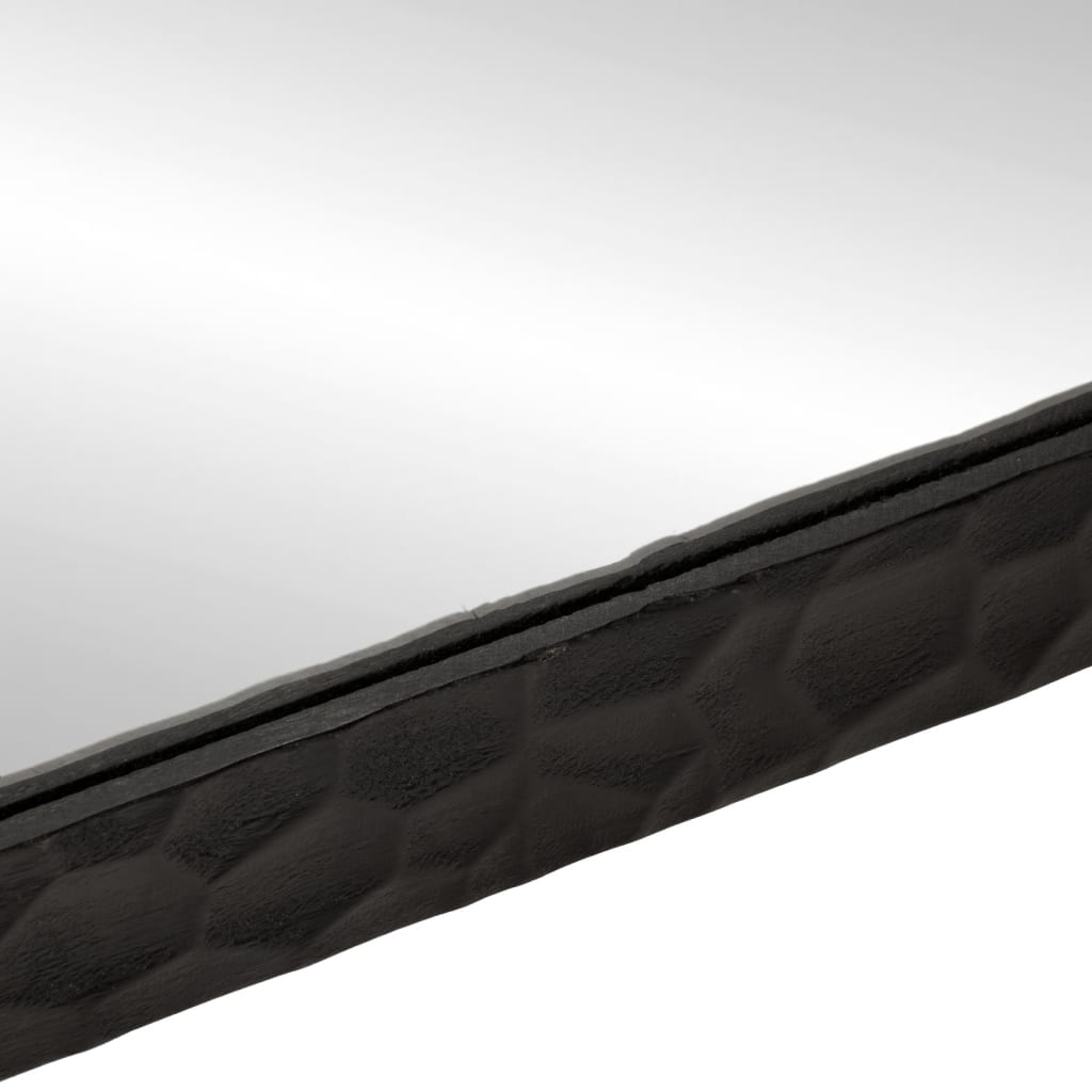 vidaXL Oglindă de baie negru 50x70x2,5cm lemn masiv de mango și sticlă