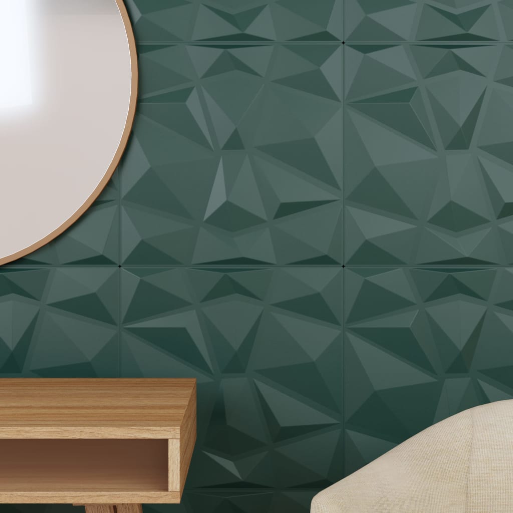 vidaXL Panouri de perete 24 buc. verde 50x50 cm XPS 6 m² diamant vidaXL Panouri de perete 24 buc. verde 50x50 cm XPS 6 m² diamant