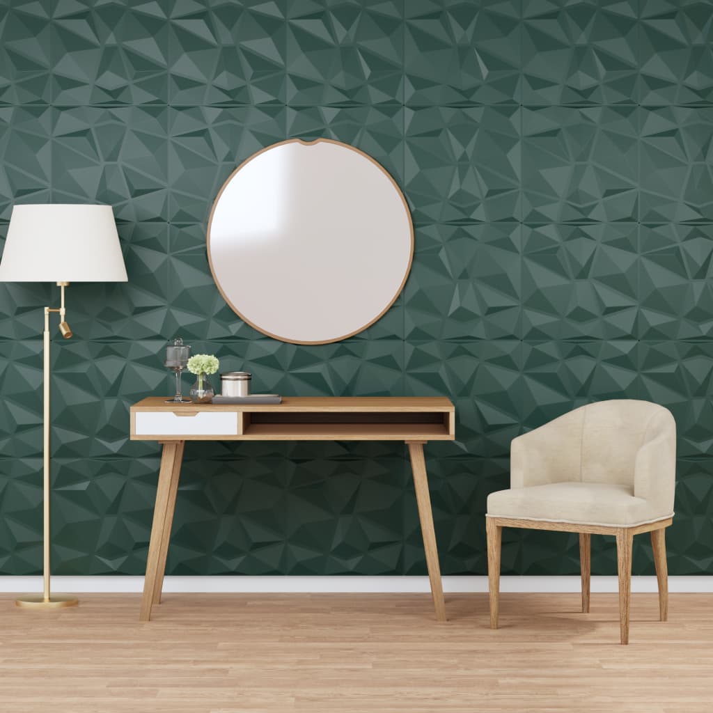 vidaXL Panouri de perete 24 buc. verde 50x50 cm XPS 6 m² diamant vidaXL Panouri de perete 24 buc. verde 50x50 cm XPS 6 m² diamant