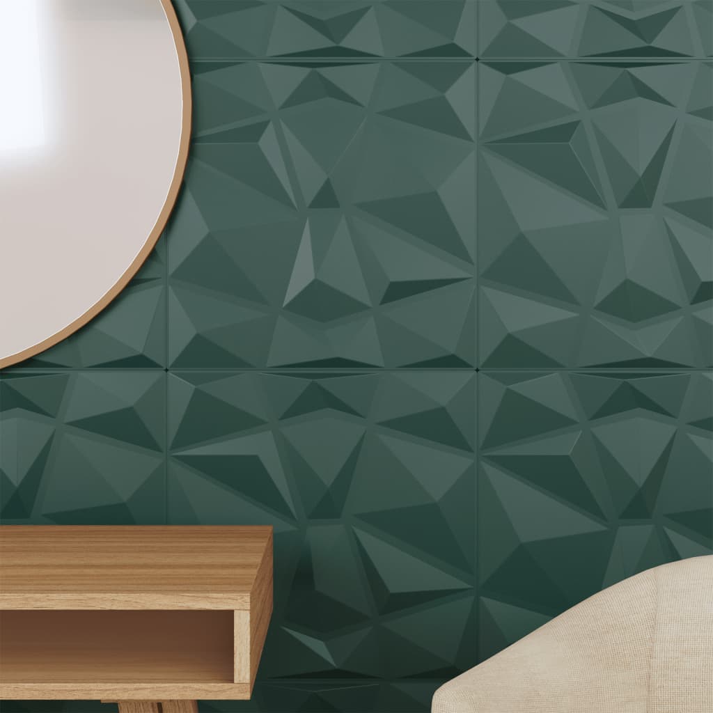 vidaXL Panouri de perete 48 buc. verde 50x50 cm XPS 12 m² diamant
