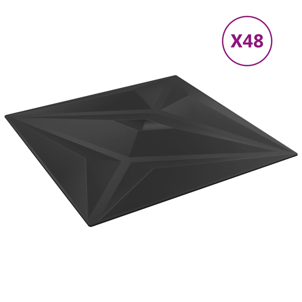 vidaXL Panouri de perete 48 buc. negru 50x50 cm XPS 12 m² stea vidaXL Panouri de perete 48 buc. negru 50x50 cm XPS 12 m² stea