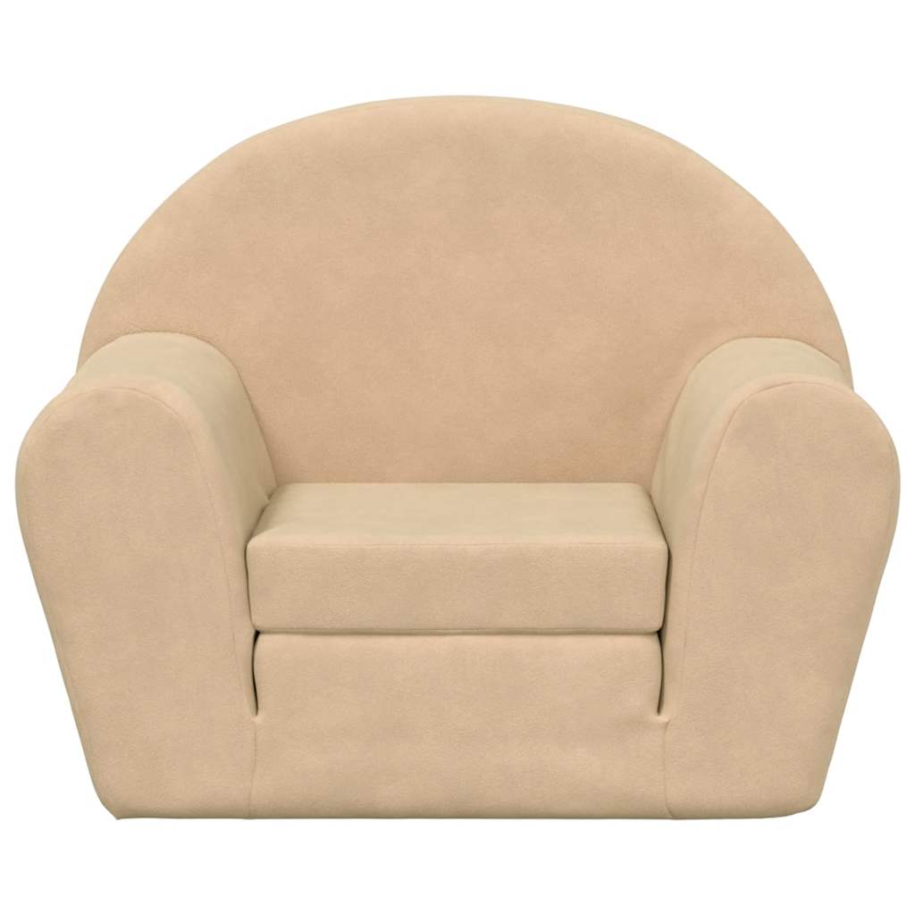 vidaXL Canapea extensibilă pentru copii cremă moale de pluș