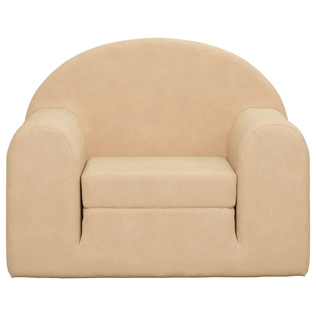 vidaXL Canapea extensibilă pentru copii cremă moale de pluș