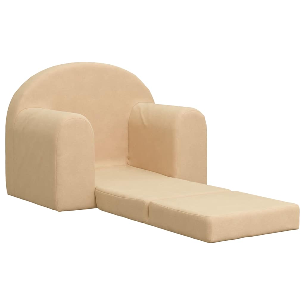 vidaXL Canapea extensibilă pentru copii cremă moale de pluș