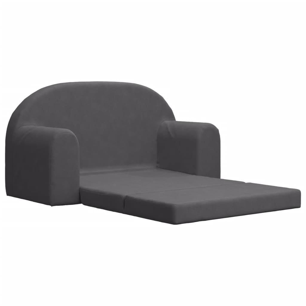 vidaXL Canapea extensibilă de copii cu 2 locuri, antracit, pluș moale vidaXL Canapea extensibilă de copii cu 2 locuri, antracit, pluș moale
